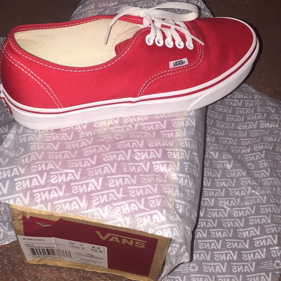 Authentic Red And White Tie On Vans - Picture 3 of 6